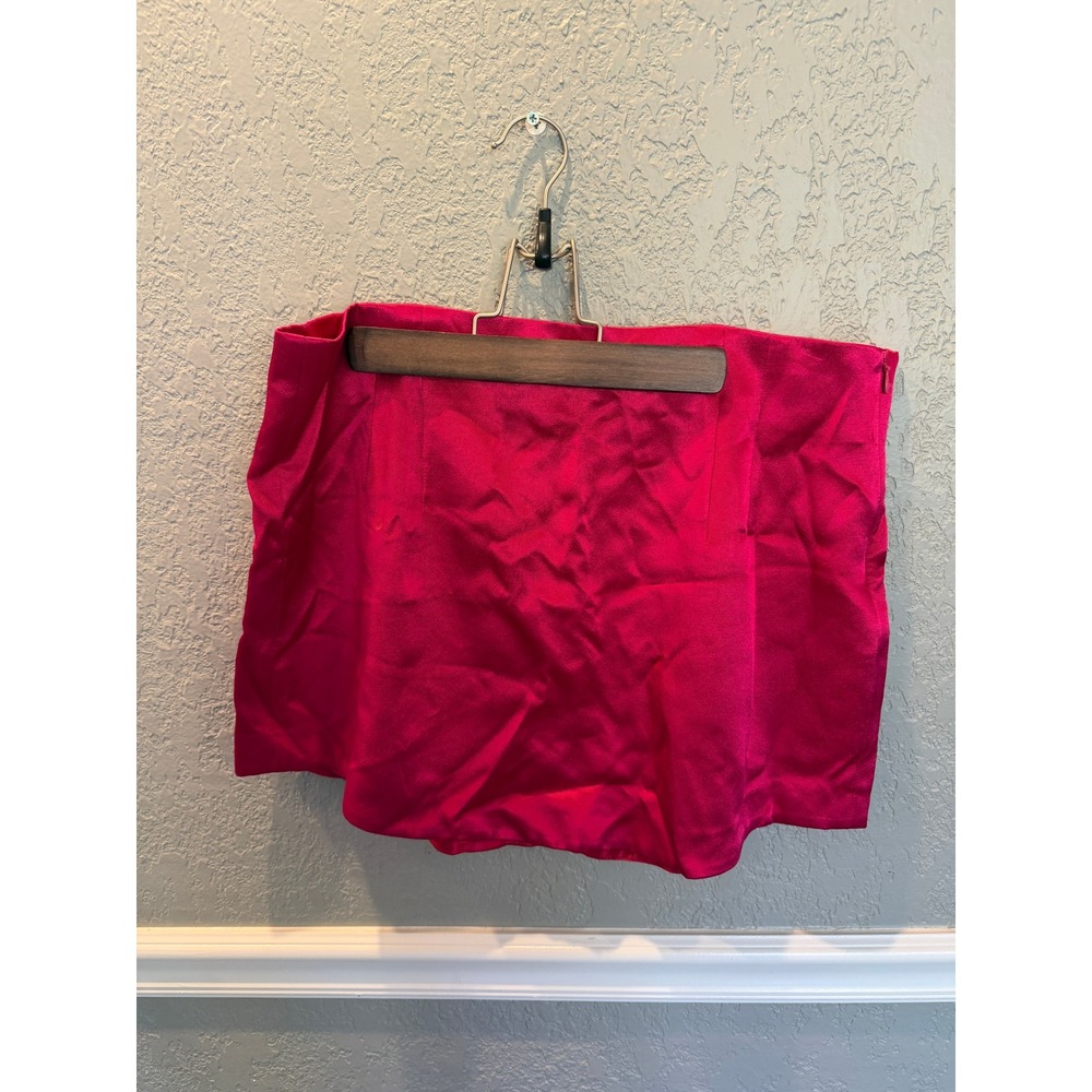 ZARA Fuchsia Pink Satin Pleated Mini Skirt Size XL